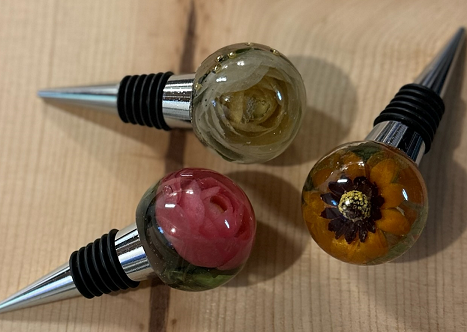 Custom Floral Epoxy Wine stoppers