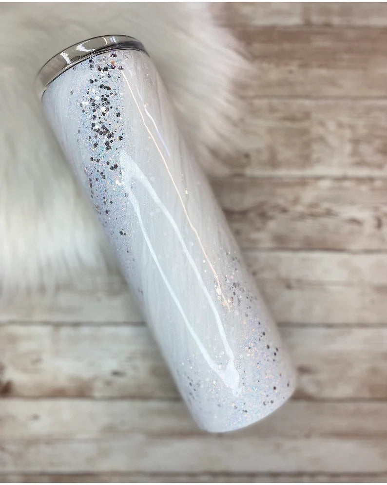 20oz Skinny Tumbler - White Marble